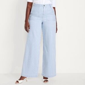 Old Navy Women’s Striped Baggy Wide Leg Light Blue Jeans